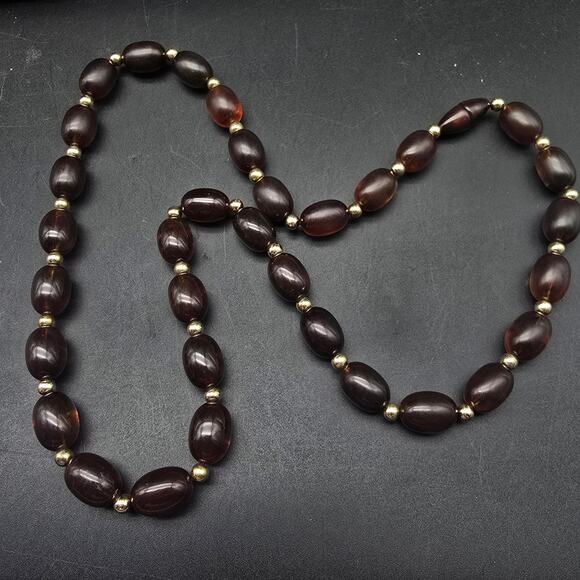 Avon 1980 Turtle Bay Necklace Faux Tortoise Brown Plastic Beaded - Picture 6 of 7